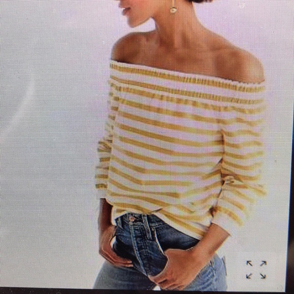 J. Crew Tops - J Crew Yellow Gold Striped Top Size Large